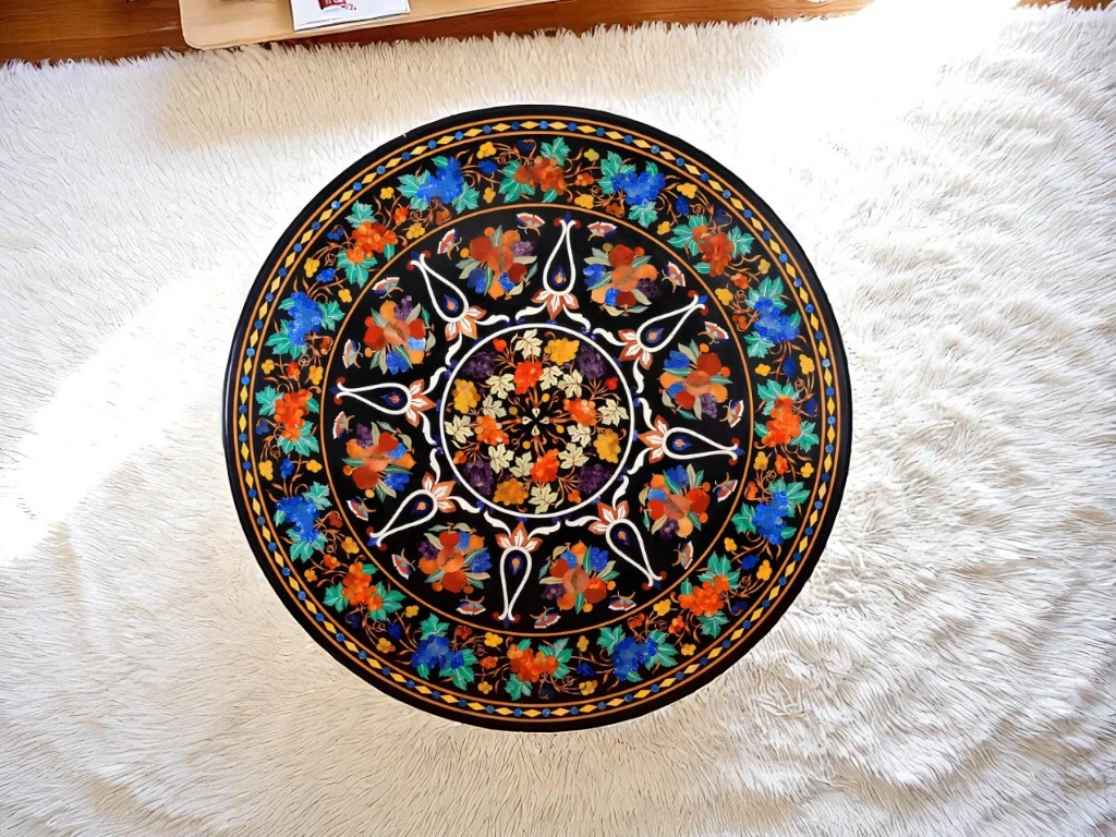 Luxury Lapis Inlay Marble Coffee Table – Timeless Elegance for Your Home